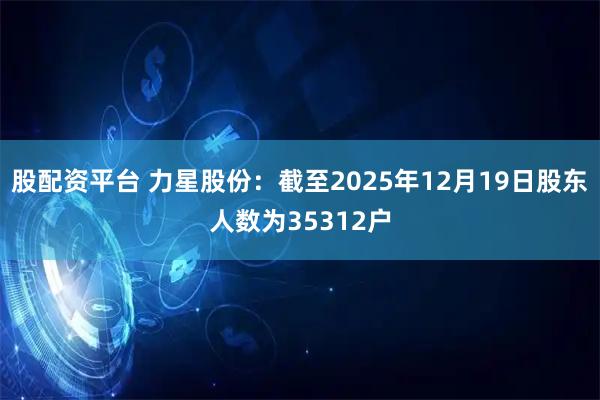 股配资平台 力星股份：截至2025年12月19日股东人数为35312户