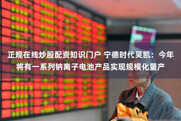 正规在线炒股配资知识门户 宁德时代吴凯：今年将有一系列钠离子电池产品实现规模化量产